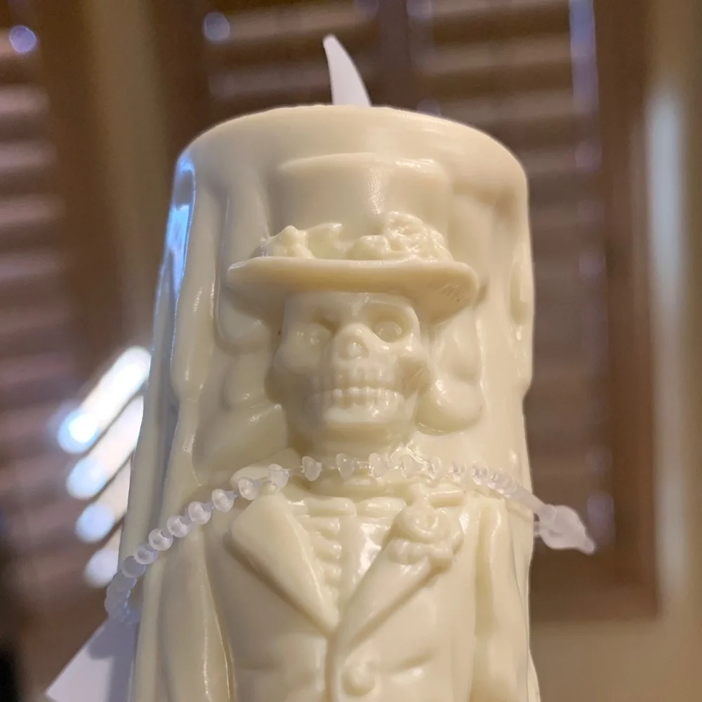 Vampira Silver Photo Frame w Black Skull Mug & cream Candle Halloween decor - Picture 12 of 16